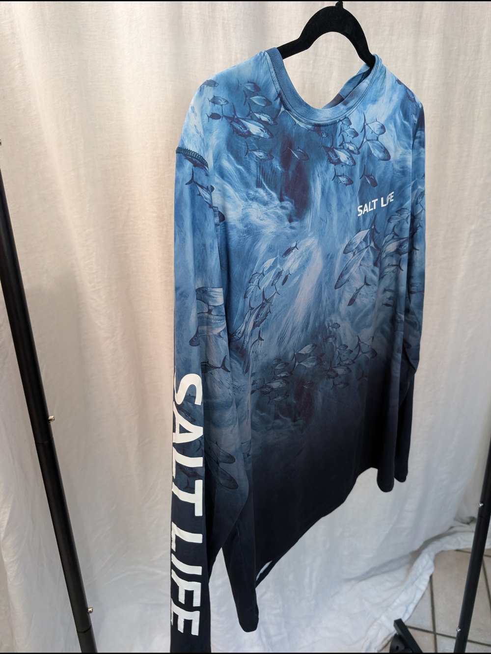 Salt Life Ocean Wave Fade Long Sleeve Tee - Blue